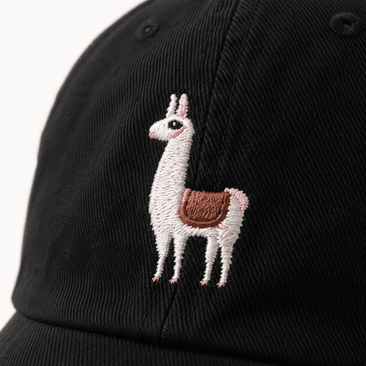 Andean Llama Embroidered Cap – Black