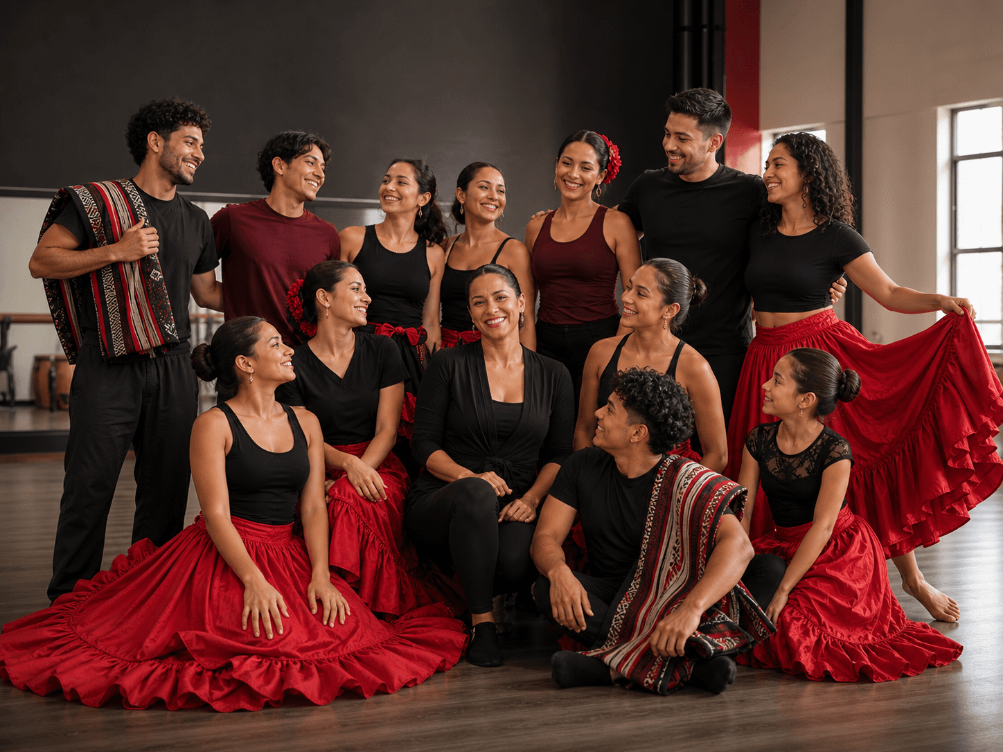 Peru Baila dance community gathered after rehearsal