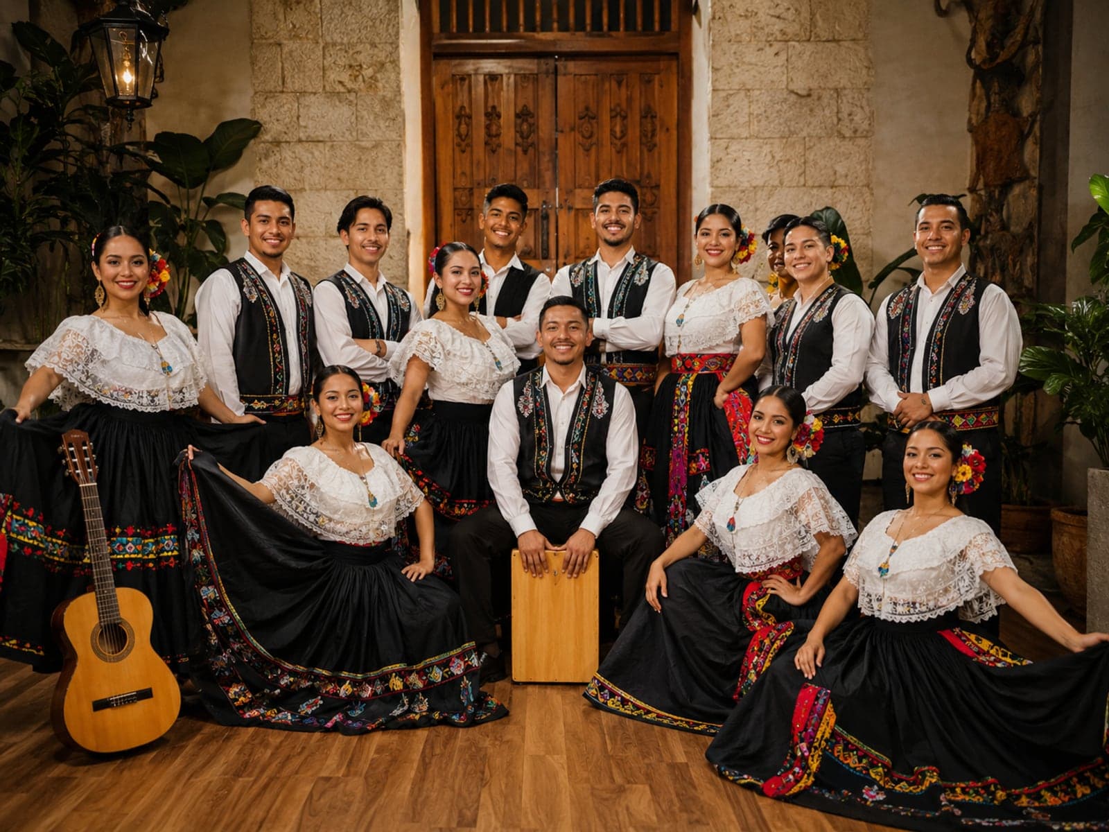 Peru Baila troupe portrait with dancers and musicians