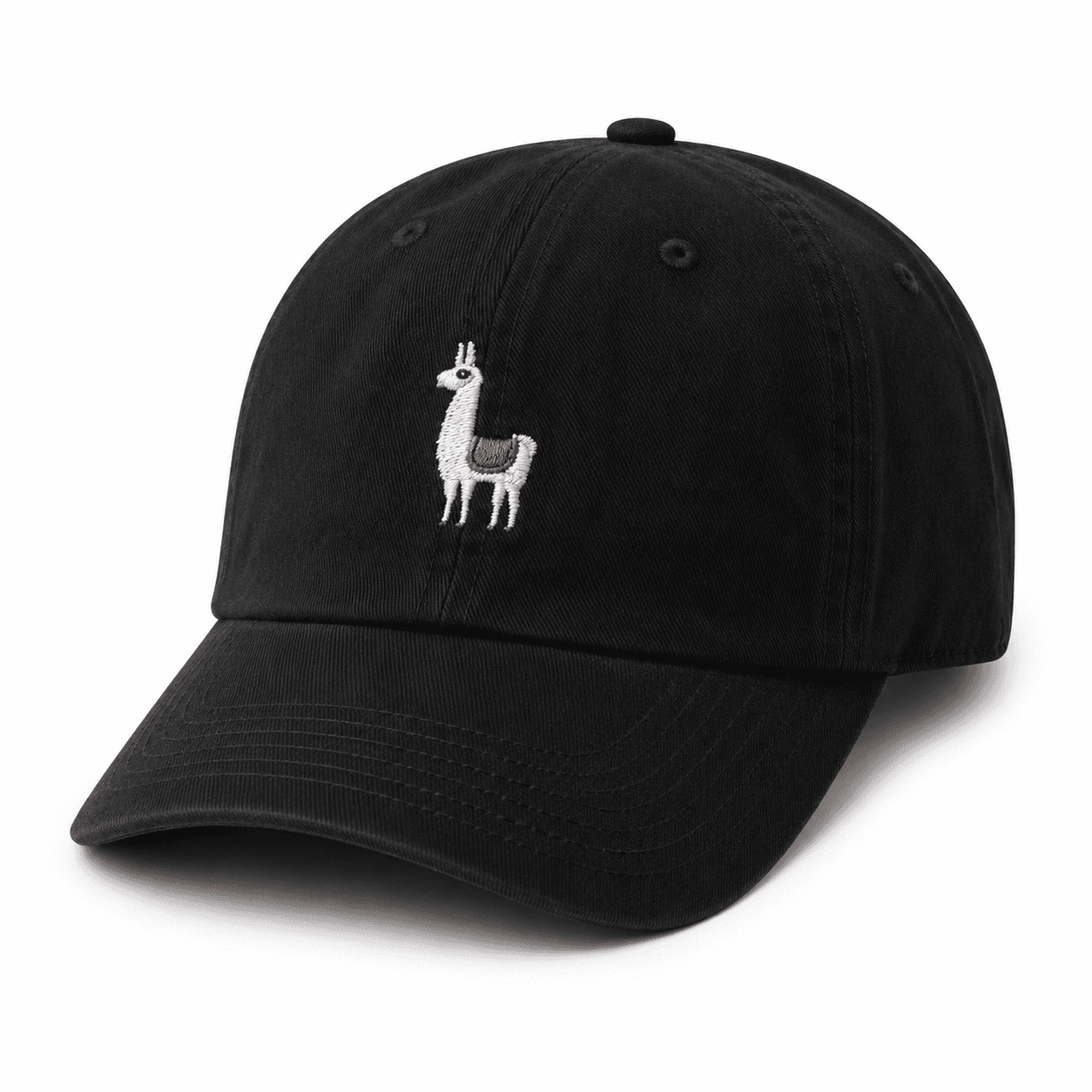 Andean Llama Embroidered Cap – Black